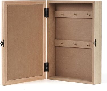 Ключниця з 6 гачками, Декоративна настінна ключниця, Ключниця з металевим замком, Ключниця з декором у вигляді букета штучних квіт