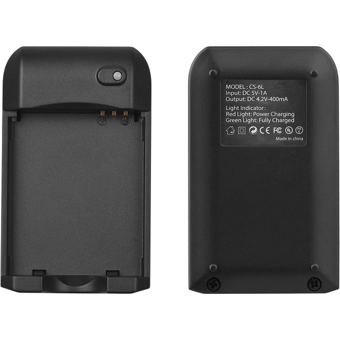 Зарядний пристрій NP-6L з USB-портом, батарейки та зарядний пристрій зі світлодіодним індикатором, 2 батарейки 3,7 В 700 мАг з USB-кабелем для заряджання