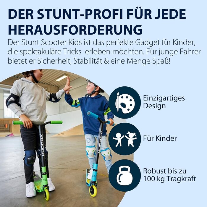 Трюковий самокат HUDORA Stuntscooter для дітей кермо 360, підшипники ABEC 9, міцний корпус, світло-блакитний, універсальний розмір