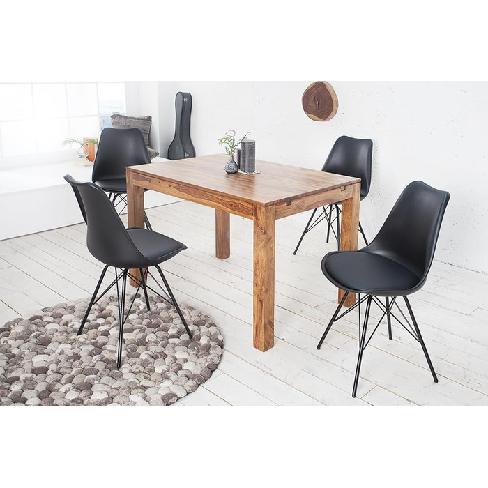 Обідній стіл Invicta Interior Pure Solid Wood, 120-200 см, дерево шишам, розсувний дерев&39яний кухонний стіл з висувними полицями