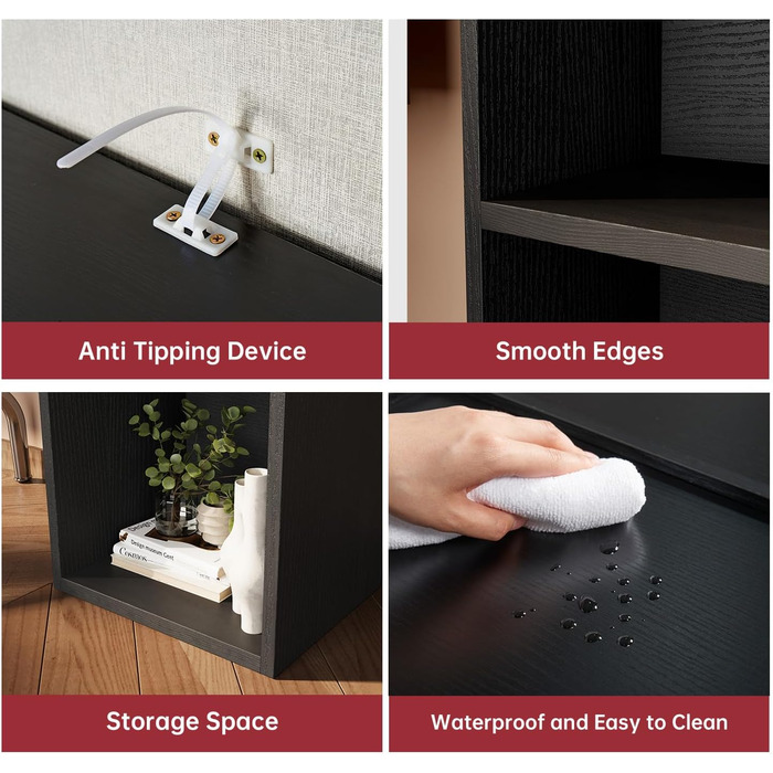 Книжкова полиця, 6-ярусна книжкова шафа, вузька книжкова полиця, окремостояча полиця, сучасна відкрита дерев&39яна полиця, для вітальні, спальні, офісу, кабінету, 23,5 x 30 x 181 см, чорна, 6 ярусів (30Ш x 181В см)