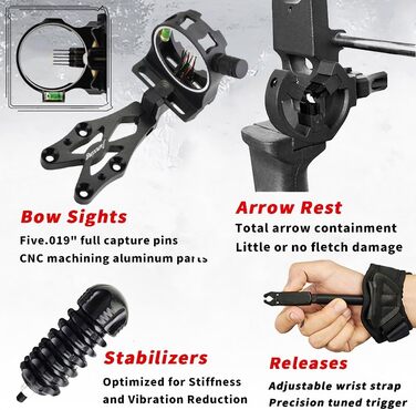 Набір складених луків ZSHJGJR – регульований мисливський та спортивний лук 30–60 lb, 310 fps, для правшів, синій