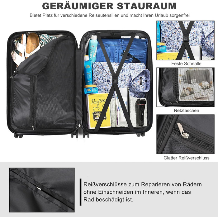 Ручна поклажа, 20-дюймова валіза з твердою оболонкою, візок, легка валіза на колесах з ABS-пластику, дорожня валіза з 4 колесами, 3-значний кодовий замок (темно-сірий, 41 л) Темно-сіра ручна поклажа (M)