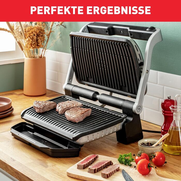Контактний гриль Tefal OptiGrill XL, 9 програм, індикатор рівня приготування, знімні пластини XL, ручний режим, електричний гриль,