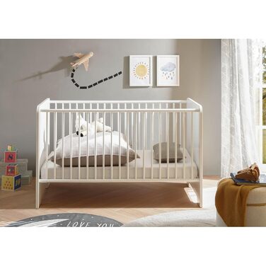 Дитяче ліжечко Stella Trading Spice Safe 70x140 см, білий глянцевий - функціональне дитяче ліжечко для дитячої кімнати - 78 x 87 x 143 см (Ш/В/Г) 143Д x 78Ш x 87В см