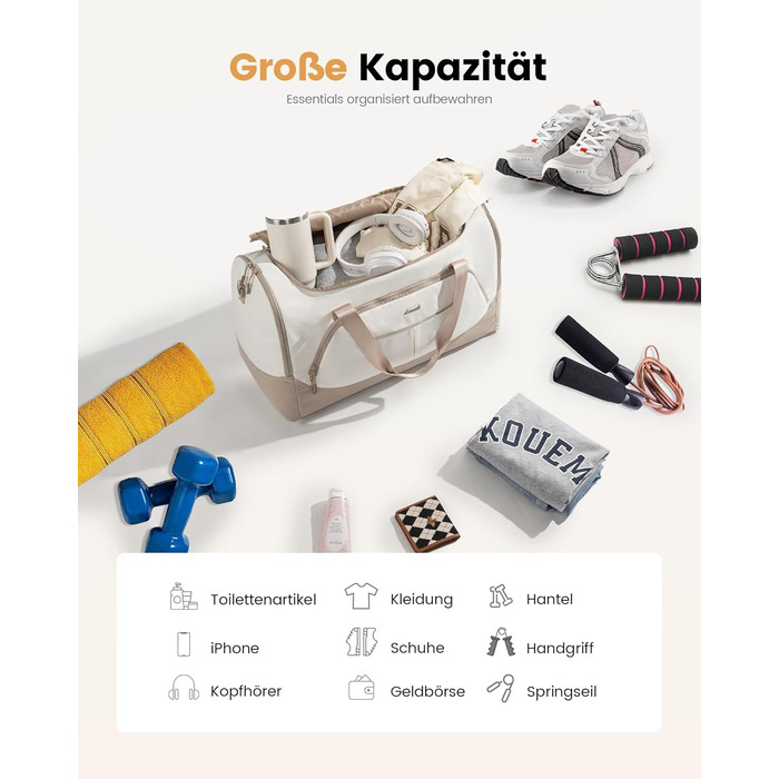 Жіноча спортивна сумка LOVEVOOK 30L Дорожня сумка з відділенням для взуття та вологим відділенням, невелика сумка для спортзалу, сумка для плавання, сумка для сауни, сумка для ручної поклажі для спорту, фітнесу, тренувань, подорожей, водонепроникна дорожн