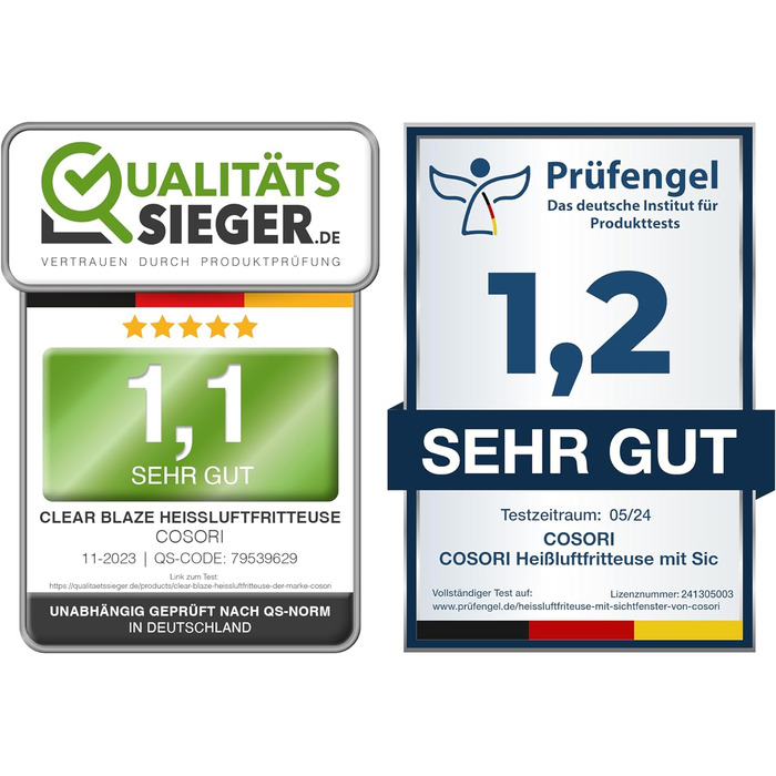 Фритюрниця COSORI Hot Air Fryer XXL 6.2 л з оновленою технологією Rapid Air, 55 енергозбереження, для 3-5 осіб, фритюрниця 12 в 1, 30 книг рецептів, один сенсорний крін, 1700 Вт 6.2 л Clear Blaze Grey