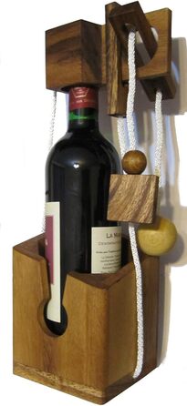 Сейф для пляшок LOGOPLAY - головоломка на нитках - гра на мислення - головоломка - гра на терпіння - логічна гра з цінного дерева