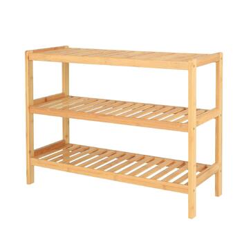 Полиця для взуття dibea з 3 полицями, бамбукова шафа для взуття, окремостояча полиця, кухонна полиця, полиця для вітальні, 70x26x55 см, натуральний колір, натуральний, 70x26x55 (3 полиці)