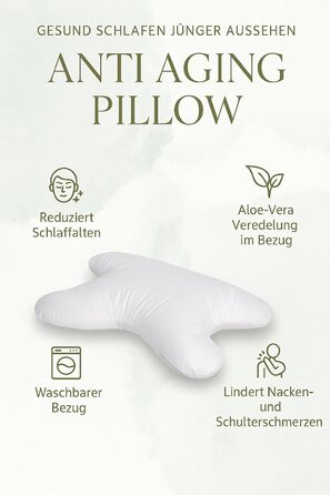 Подушка проти зморшок BCS Home&Sleep для жінок та чоловіків - Подушка у формі метелика проти зморшок - Косметична подушка Омолоджувальна подушка проти зморшок сну - Косметична подушка з чохлом з алое вера