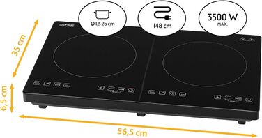 Перша індукційна плита Австрія подвійна 3500 Вт 10-ступінчастий контроль температури Таймер Батьківський контроль Кемпінг Мобільний двомісний чорний