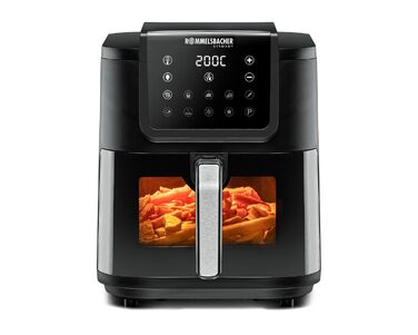Аерофритюрниця ROMMELSBACHER FRH 1700, XXL-чаша 8 л (21 x 30 см) для 1 кг картоплі фрі, тихий режим 45 дБ(А), 10 програм, 60-200 C, велике вікно з підсвіткою