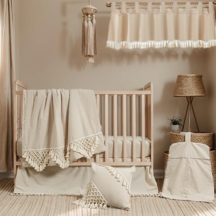 Гендерно нейтральний бохо-богемний комплект постільної білизни для немовлят, дівчаток, хлопчиків, дитяче ліжечко, 6 предметів, одн