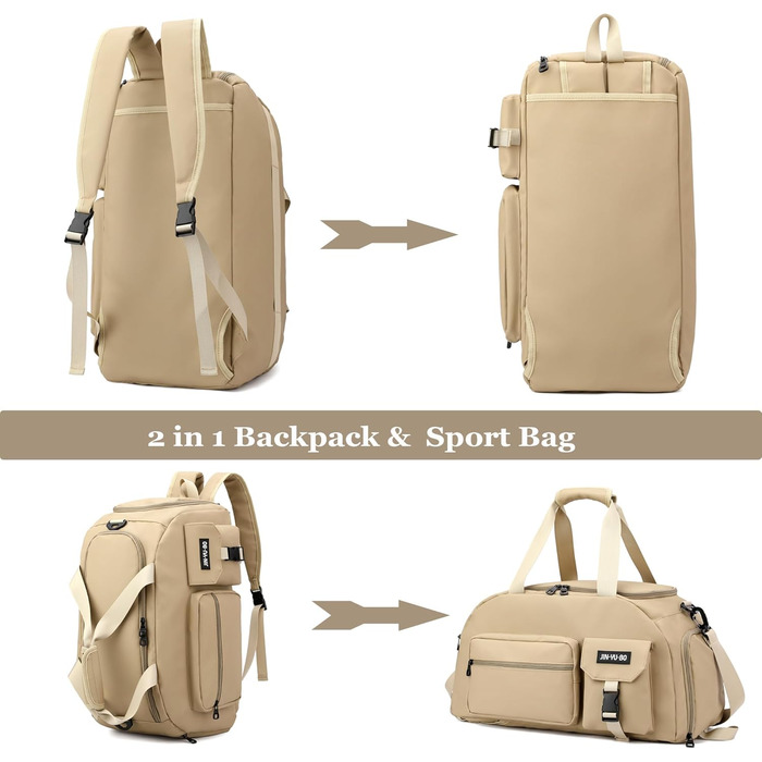 Спортивна сумка для чоловіків та жінок, дорожня сумка 32 л з відділенням для взуття, відділенням для вологи, тренувальна сумка з рюкзаком, дорожня сумка для вихідних, сумка для ручної поклажі, сумка для плавання для спорту, для подорожей, для спортзалу, с