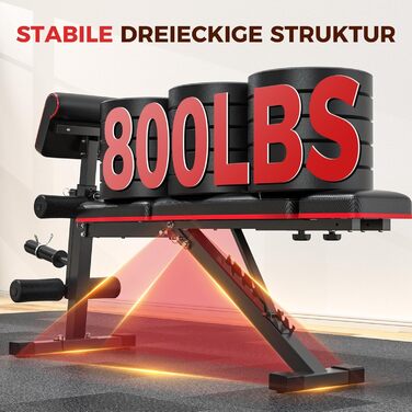 Складана регульована силова лава GIKPAL 360 кг, багатофункціональна тренувальна лава з підйомом ніг, похилою лавою, лавою для жиму лежачи з 7 регульованими положеннями спинки для силових тренувань усього тіла у вашому домашньому спортзалі