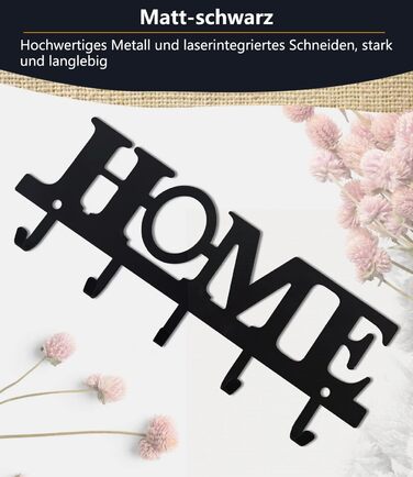 Настінна вішалка для ключів 5 гачків, декоративна, легка установка, легована сталь, чорна, тримач для ключів для декору настінного