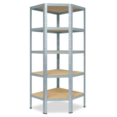 Кутова полиця Посилена оцинкована/металева полиця Настільна полиця 5 полиць кожна, вантажопідйомність 175 кг/Кутова полиця Посилена полиця Кутова полиця, 180x60x30