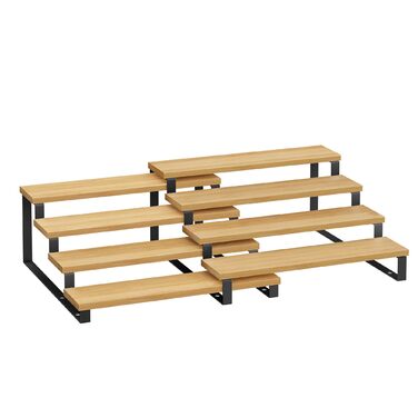 Стелажі для спецій, кухонні полиці, кухонний органайзер, комплект з 2 шт., дерев&39яний композит, 4 полиці кожна, висувні, штабелюються, для комори, стільниця, натуральний бежевий-чорний колір KCS216N01 Натуральний бежевий чорний, 4 яруси (31,9 Г x 14,8 В