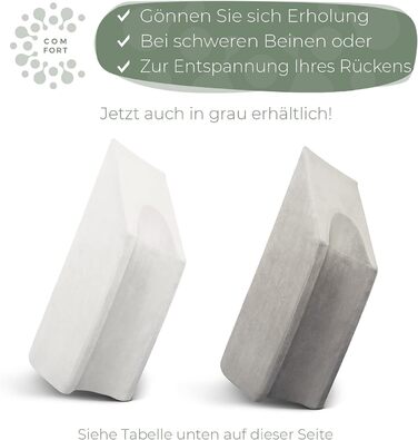 Подушка для підняття ніг WELL B4 - подушка для підняття ніг, опора для ніг, клиноподібна подушка, опорна подушка для ніг та колін, ідеально підходить як подушка для лімфодренажу, венозний клин або подушка для ніг, сірий колір