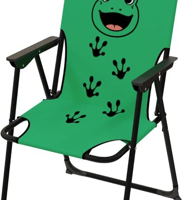 Дитячий кемпінговий стілець, складний кемпінговий стілець, кемпінговий стілець для кемпінгу на відкритому повітрі, складний, макс. 100 кг, сталь з порошковим покриттям, малюнок у формі тварин, зелений