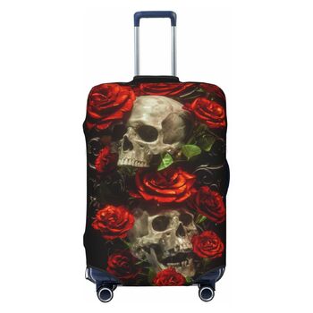 Чохол для багажу BAFAFA з принтом Череп і троянди, еластичний захист від подряпин і пилу для валіз, чорний, розмір 85