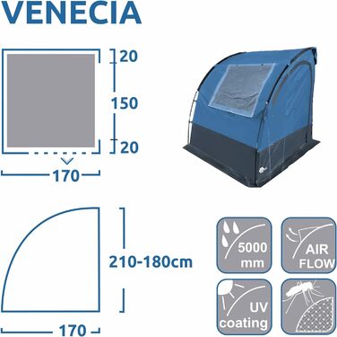 Ваш GEAR Venecia - Задній намет каравану 190x170см Обладнання Намет Кухонний намет для каравану