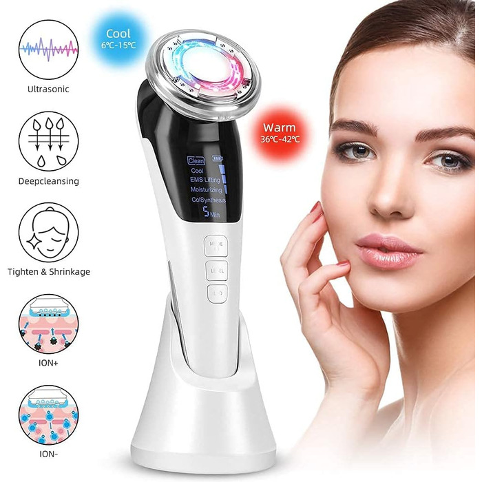 Масажер для обличчя масажер для обличчя, YONGYAO Косметичний пристрій для обличчя масажер для обличчя проти зморшок підтяжка обличчя косметичний пристрій з EMS ION- Фотон гаряче/холодне лікування для антивікових зморшок проти зморшок