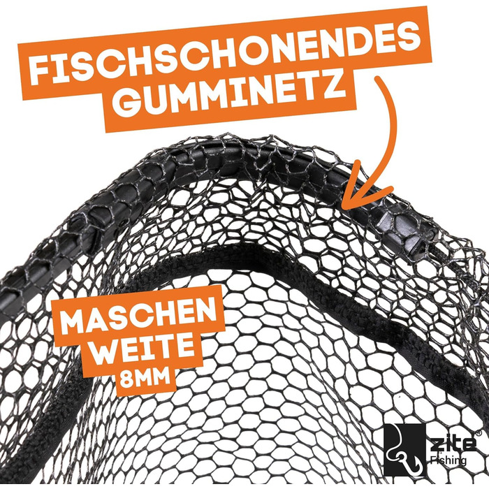 Підсак Zite для риболовлі - 2,40 м та 2,70 м - Easy Telescopic Technology, 60x60 см Гумований підсак, рибальська сітка 2,70 м