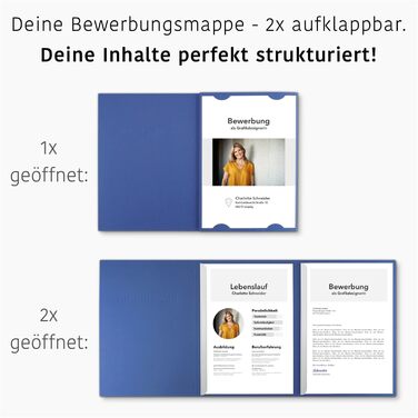 Трисекційних папок для аплікацій, синього кольору, з 2 затискними рейками з текстурою тонкої шкіри - високоякісне тиснення &quotAPPLICATION&quot - безпосередньо від виробника STRATAG, 10