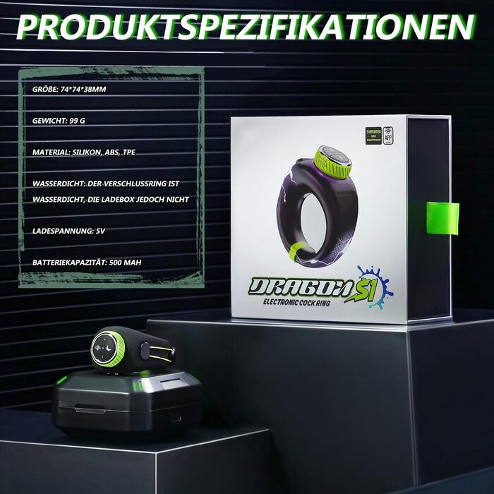 Ерекційне кільце ZYLEDW для пар, 10 режимів вібрації та 6 рівнів електростимуляції