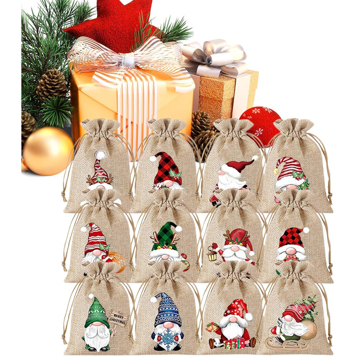 Різдвяний календар ельфів 12 джутових мішечків Generisch