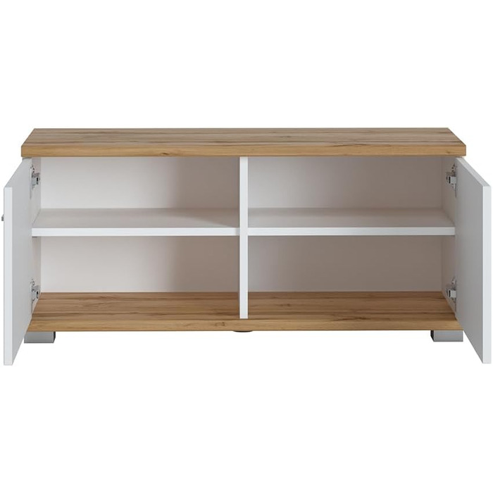 Шафа для одягу Lomadox 5 предметів з дзеркалом та лавкою для взуття в білому кольорі з дубом Шафа для передпокою в сучасному стилі