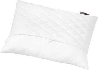 Подушка Centa-Star Famous, 40 x 80 см, наповнювач з мікрофібри Breeze, змінна кількість наповнювача, із застібкою-блискавкою, Oeko-Tex Standard 100 Клас 1, поздовжнє простьобування, біла, (1 упаковка)