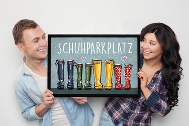 Килимок MoonWorks для паркування взуття, кумедні гумові чоботи, вітальний стіл для всієї родини, нековзний та миється, чорний, 60x40 см, паркування взуття, чорний