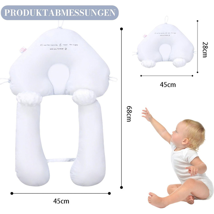 Подушка для плоскої голови, універсальна подушка для сну на боці, подушка для підтримки всього тіла, U-подібна подушка для обіймів, регульована, знімна та пральна для голови, шиї, ніг та всього тіла, різнокольорова