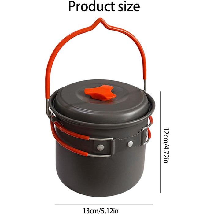 Компактний посуд об&39ємом 1,4 л з твердою текстурою, універсальний алюмінієвий сплав для походів, окропу, кемпінгу, термостійкий, алюмінієвий сплав, підходить для використання в