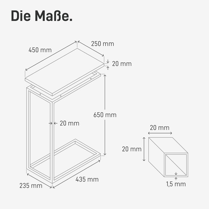 С-подібний журнальний столик Металевий та дерев&39яний столик для ноутбука Журнальний столик для дивана або крісла Практичне місце для зберігання Тумба під ліжком (з дубовою та білою стільницею) Зі стільницею з білого дуба