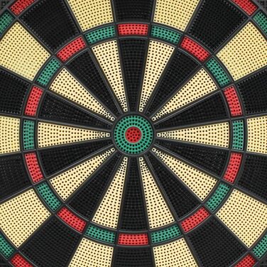 Електронна мішень для дартсу Carromco Panthera-301 Мяка мішень для дартсу з 4 лунками для 18 гравців, 32 гри та 500 варіацій, включаючи мякі дротики, червоно-зелено-бежево-чорна, 46x44,8x3,8 см