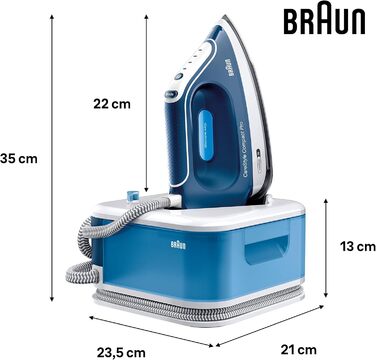 Парова прасувальна станція Braun CareStyle Compact Pro IS 2565 BL - парова праска з підошвою FreeGlide 3D, вертикальна подача пари