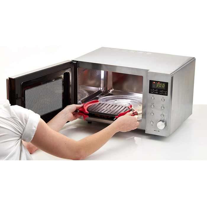 Гриль для мікрохвильової печі Lku, гриль для мікрохвильової печі, сталевий, червоний і чорний, стандарт 25,2 x 14,8 см