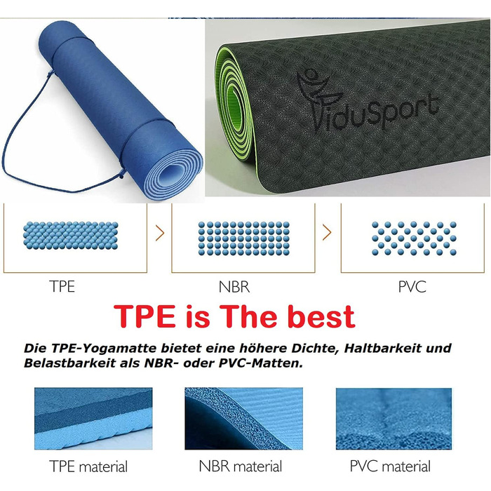 Тренажер Fidusport TPE Yoga Mat - Нековзний плечовий ремінь для фітнесу, пілатесу та гімнастики - Килимок для вправ з плечовим ременем і легкою конструкцією (світло-кораловий)