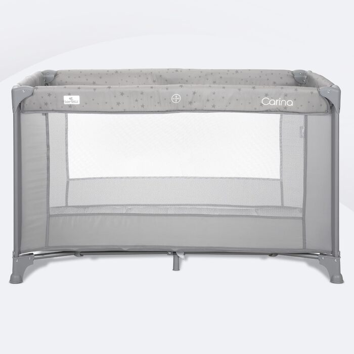 Дитяче ліжечко Lorelli Baby Travel Cot, 2 в 1, дитяче ліжечко та манеж Carina, дитяче ліжечко від народження до 15 кг, складне, включаючи сумку для транспортування, сірий