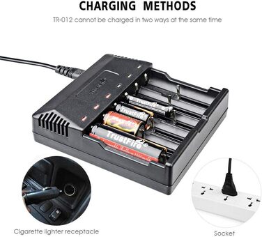 Універсальний зарядний пристрій TrustFire TR-012 - інтелектуальний зарядний пристрій з 6 зарядними відсіками для кількох акумуляторів, що перезаряджаються, літій-іонних акумуляторів 3.7V 18650 14500 18350 16340 10440