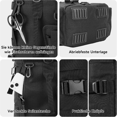 Рибальські сумки Сумка для зберігання рибальських снастей, сумка через плече Рибальське спорядження, зберігання вудок, сумка для інструментів для риболовлі Походи Полювання Кемпінг Чорний