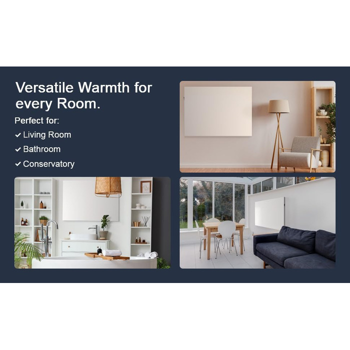 Інфрачервоний обігрівач VIESTA H400, 400 Вт, 60x60 см, карбоново-кристалічний, безрамний, настінний/стельовий, IP20, TV/GS, захист від перегріву 98, 70-90C, 100 000 годин, включаючи термостат TH10, готовий до використання, 400 Вт плюс TH10