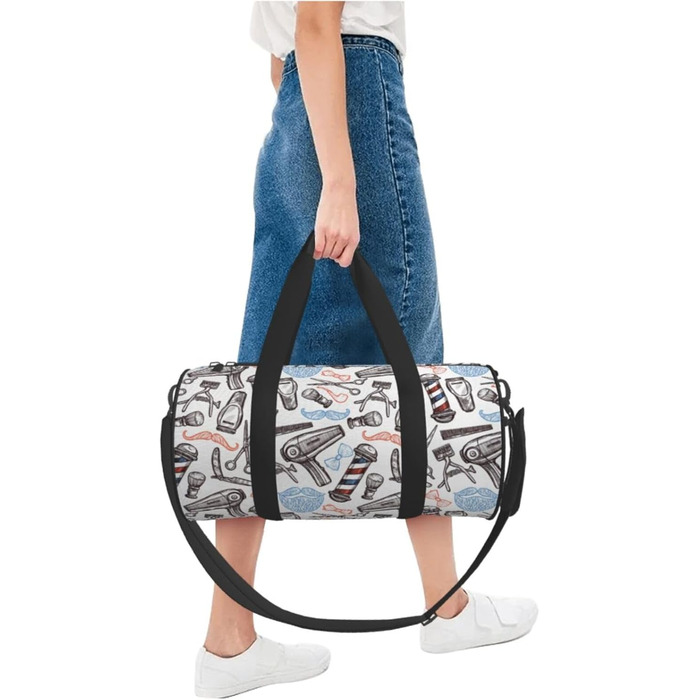 Спортивна сумка-мішок для подорожей, перукарські аксесуари, з принтом, сумка на ніч, чорна, універсальний розмір, дорожня сумка