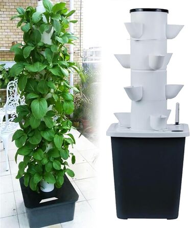 Стручків Hydroponics Tower Garden Система гідропонного вирощування. Набір для аеропоніки для вирощування трав, фруктів і овочів з гідратаційним насосом, адаптером, сітчастими горщиками, таймером для трав/, 30