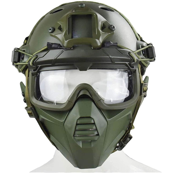Тактичний захисний шолом для піжам, напівзахисний щиток для обличчя та розділені 3D-маскури, підходить для пейнтболу, ігор CS та інших видів активного відпочинку.