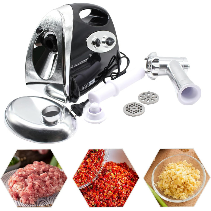 М'ясорубка електрична 2800 Вт, ковбасна машина з нержавіючої сталі машина для фаршу з 3 перфорованими дисками мульти кухонний комб
