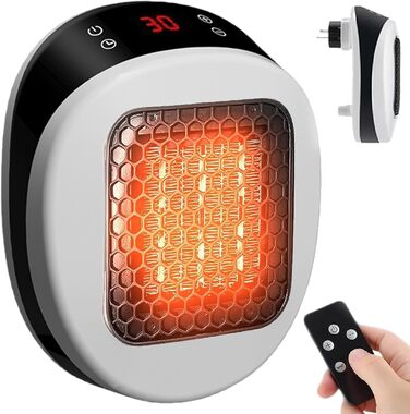 Підключається до мережі з вентилятором та дистанційним керуванням електричний настінний вентилятор потужністю 600 Вт з термокерамічною технологією Цифровий термостат, 12-годинний таймер, поворотна вилка на 270, тихий та безпечний